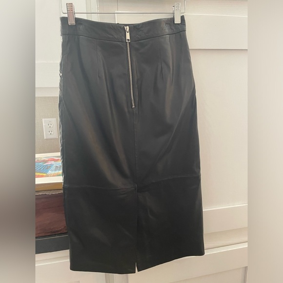 NWT Topshop Black Genuine Leather Skirt Sz 4 - Picture 3 of 15